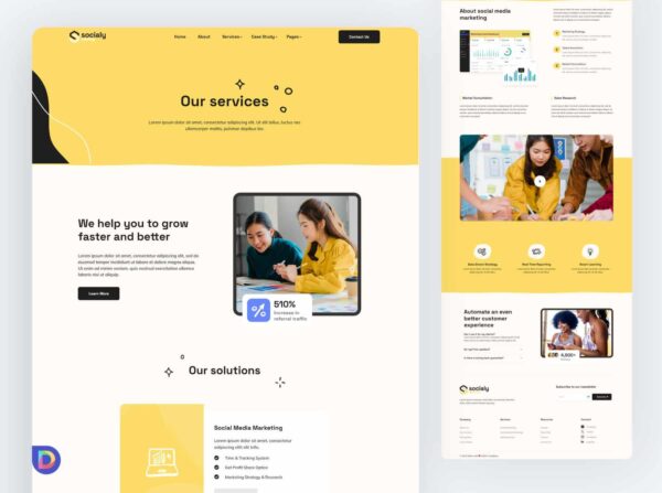 Plantilla Divi para Agencia de Marketing – Diseño Social Agency