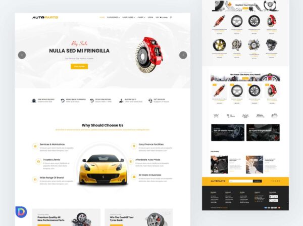 Plantilla Divi para Tienda Online de Autopartes – Solución Eficiente para Negocios Automotrices
