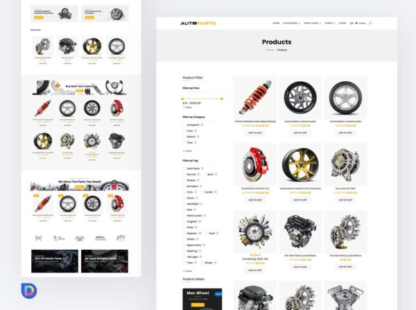 Plantilla Divi para Tienda Online de Autopartes – Solución Eficiente para Negocios Automotrices