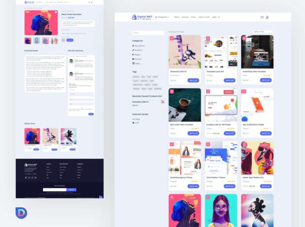 Plantilla Divi para Marketplace de Productos Descargables – Fácil y Rápido