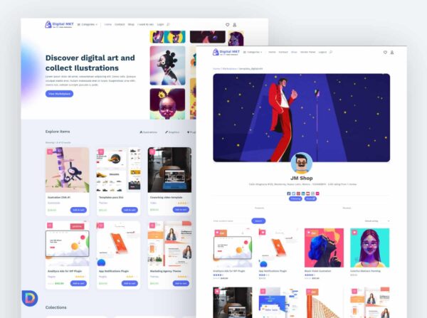 Plantilla Divi para Marketplace de Productos Descargables – Fácil y Rápido