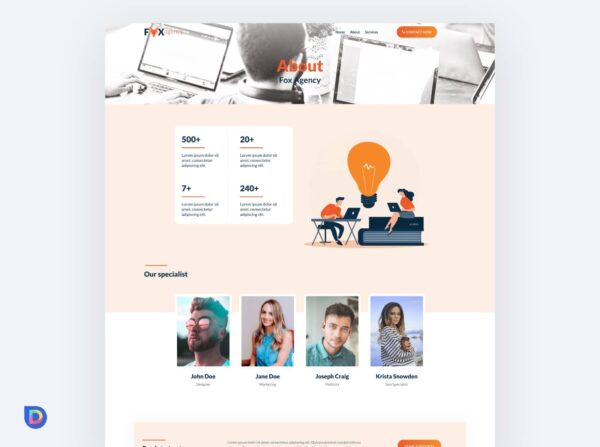 Plantilla Divi para Agencia de Marketing – Diseño Fox Creativo y Moderno