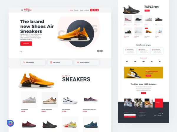 Plantilla Divi para Ecommerce de Zapatos – Diseño Arkh para Tiendas de Calzado