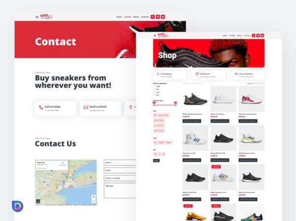 Plantilla Divi para Ecommerce de Zapatos – Diseño Arkh para Tiendas de Calzado
