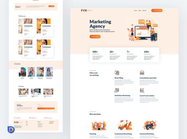 Plantilla Divi para Agencia de Marketing – Diseño Fox Creativo y Moderno