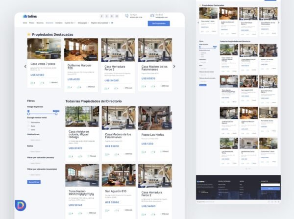 2. Real-Estate-Directory-Divi-Template Plantilla Divi para Inmobiliarias Modernas: Directorio de Propiedades v2