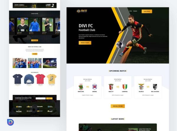 Plantilla Divi 5 para Clubes y Academias de Fútbol – Landing Page